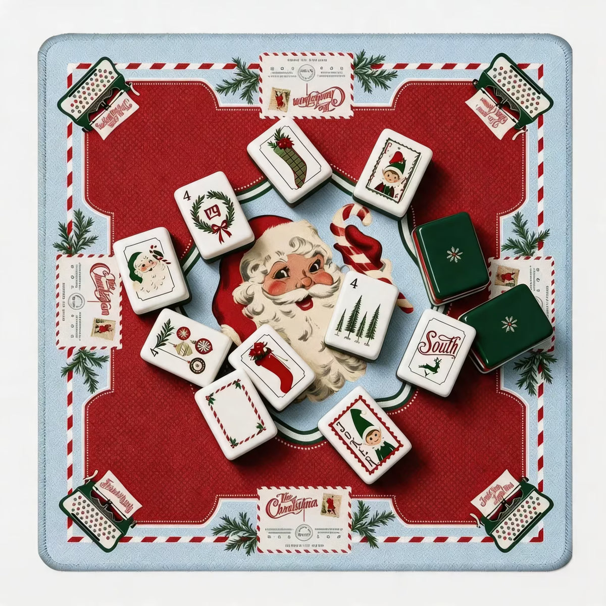 Christmas American Mahjong Set – 160 Acrylic Tiles with Santa, Elf Jokers & Holiday Designs
